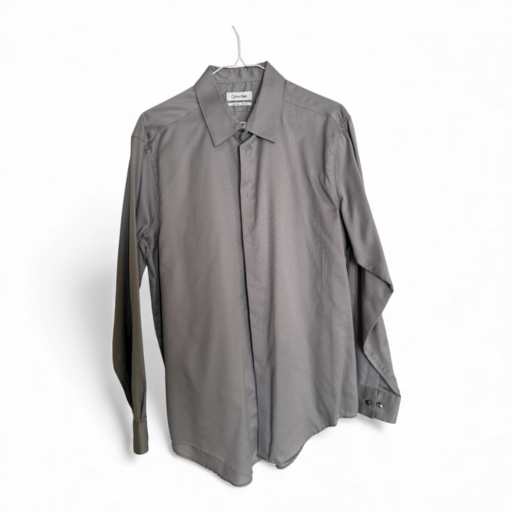 Calvin Klein Slim Fit Long Sleeve Dress Shirt Grey (16 - 32/33)
